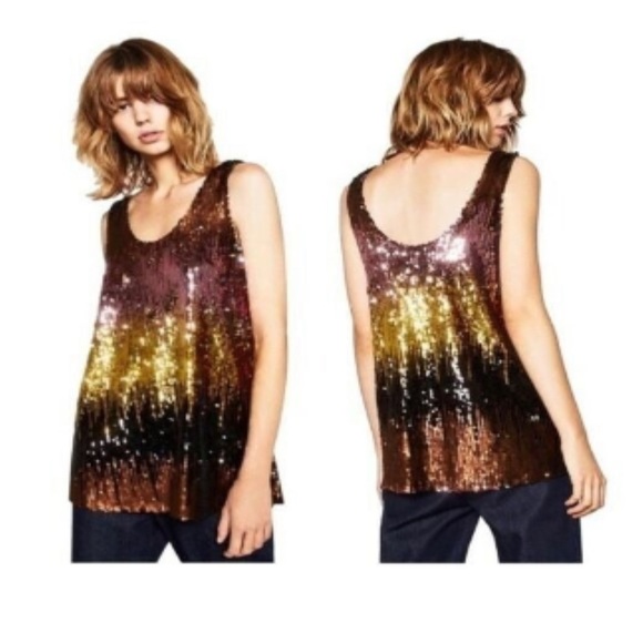 Zara Sequin Tank Top - Picture 1 of 7